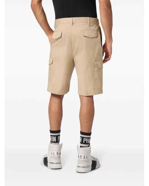 Philipp Plein Natural Logo-Plaque Cargo Shorts for men