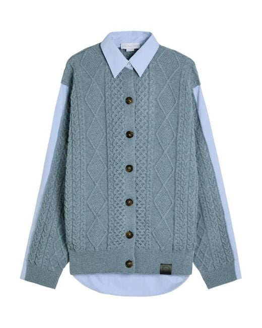 Stella McCartney Blue Cable-Knit Buttoned Cardigan