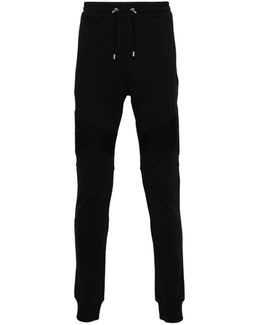 Balmain Black Logo-flocked Cotton Track Pants for men