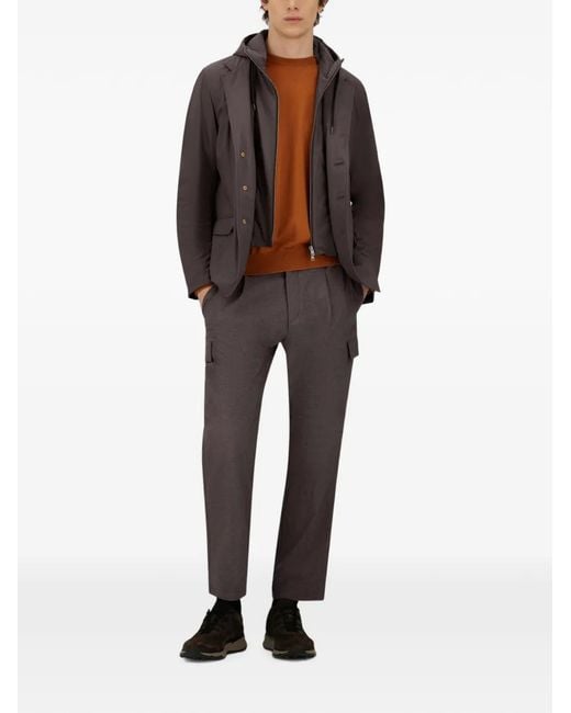 Herno Gray Melange-Effect Pleated Trousers for men