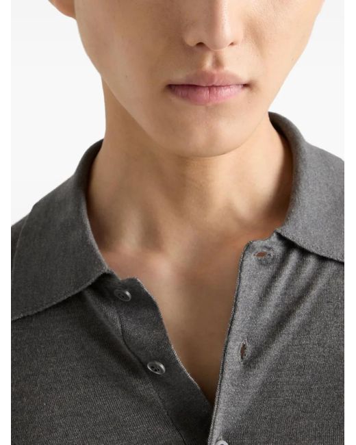 Prada Gray Cashmere-Blend Polo Shirt for men