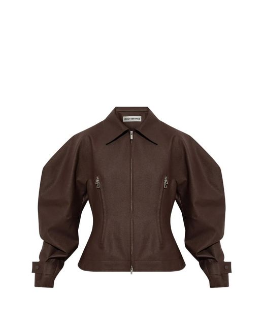 Issey Miyake Brown Veste Zippée À Manches Volumineuses