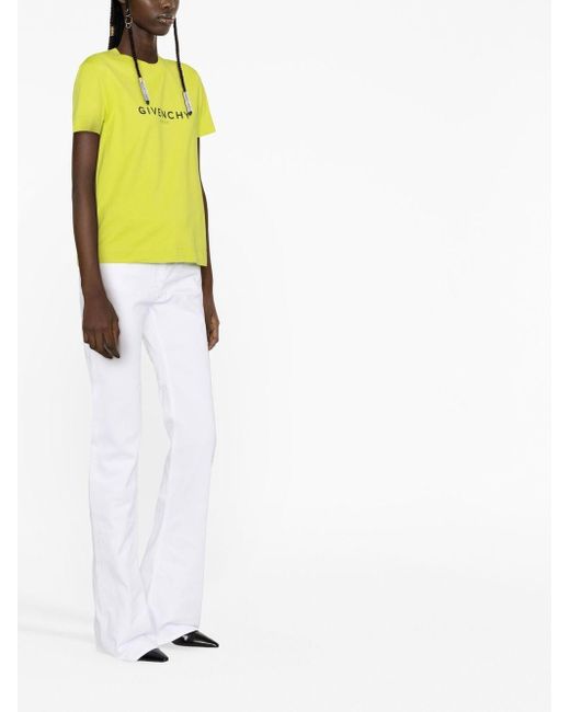 T-shirt en coton à logo imprimé Givenchy en coloris Yellow