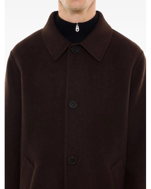 Fursac Black Wool Button-Front Overcoat for men