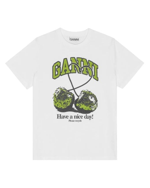 Ganni White Cotton T-Shirt
