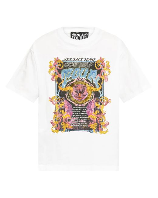 Versace Jeans Couture White Printed T-Shirt for men