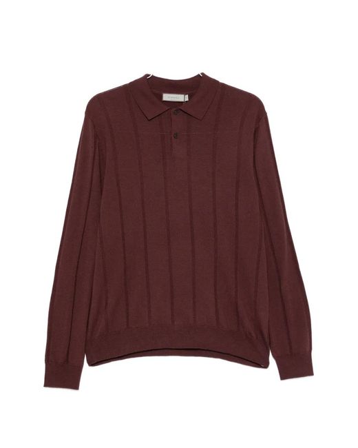 Canali Purple Ribbed-Knit Polo Sweater for men