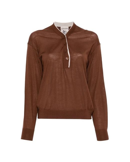 Semicouture Brown Button-Fastening Long-Sleeve Top
