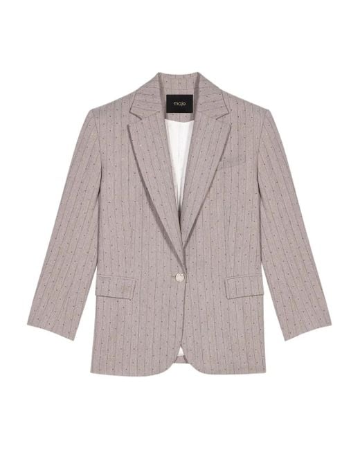 Maje Gray Rhinestone Suit Jacket