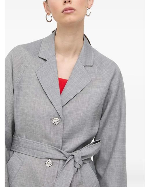Custommade• Red Crystal-Button Belted Coat