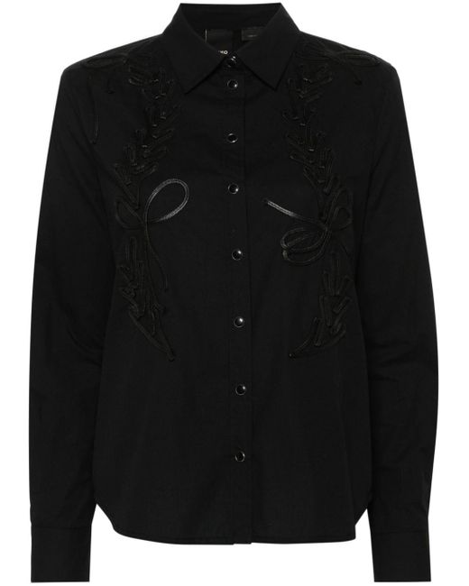 Pinko Black Embroidered Long-sleeve Shirt