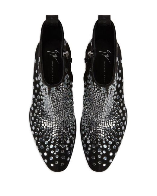 Giuseppe Zanotti Black Fabyen Crystal-embellished Suede Boots for men