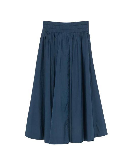 Suzie Kondi Blue Kyria Elasticated-Waist Gathered Midi Skirt
