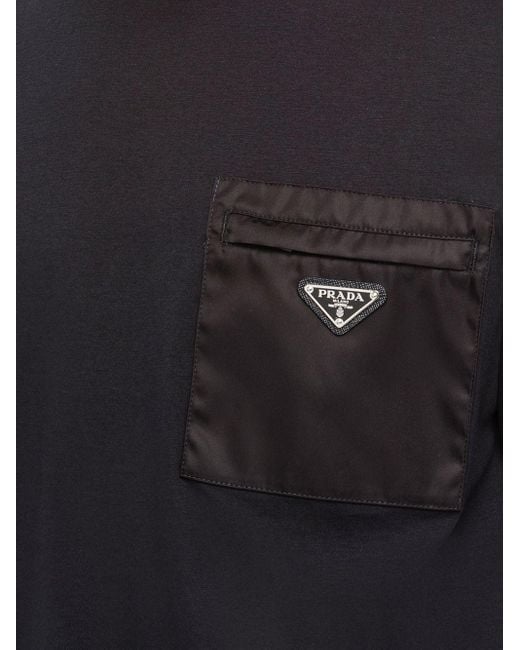 Prada Black Zip-pocket Cotton T-shirt for men