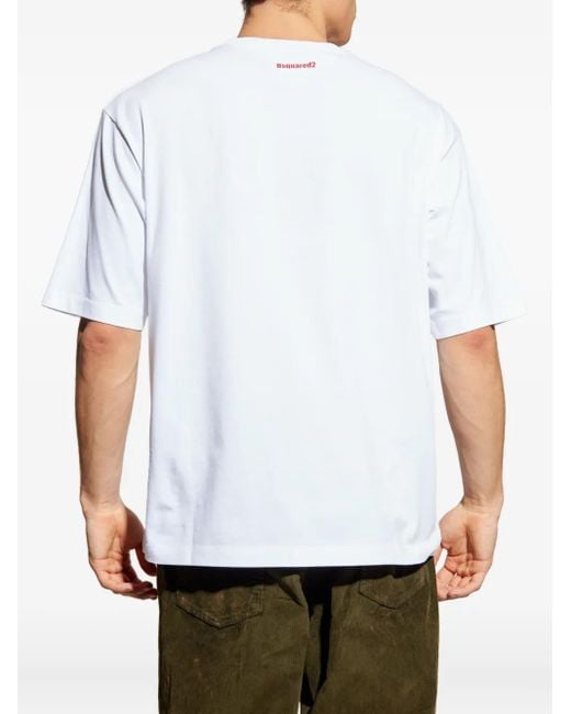 DSquared² White Logo-Print T-Shirt for men