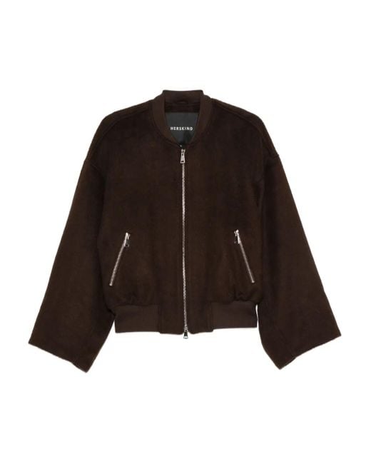 Herskind Brown Wool Bomber Jacket