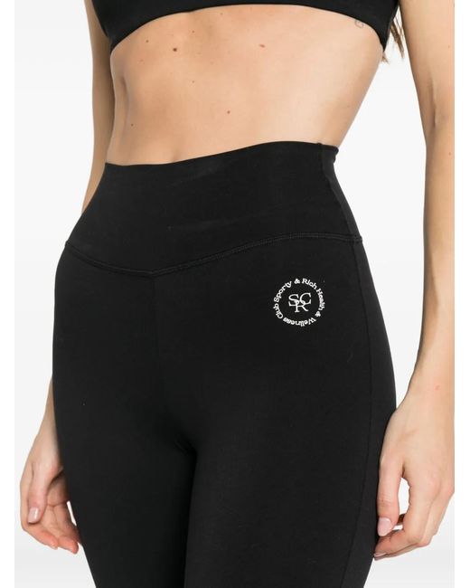 Sporty & Rich Black Srhwc Logo Flared-Hem Leggings