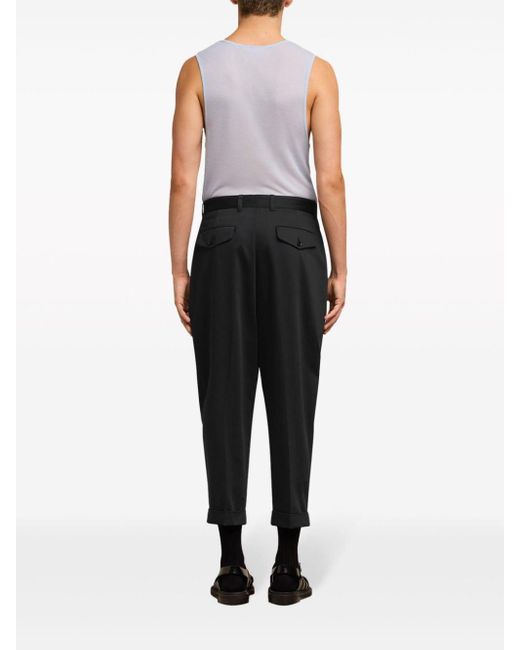 AMI Black Tailored Cropped Trousers for men