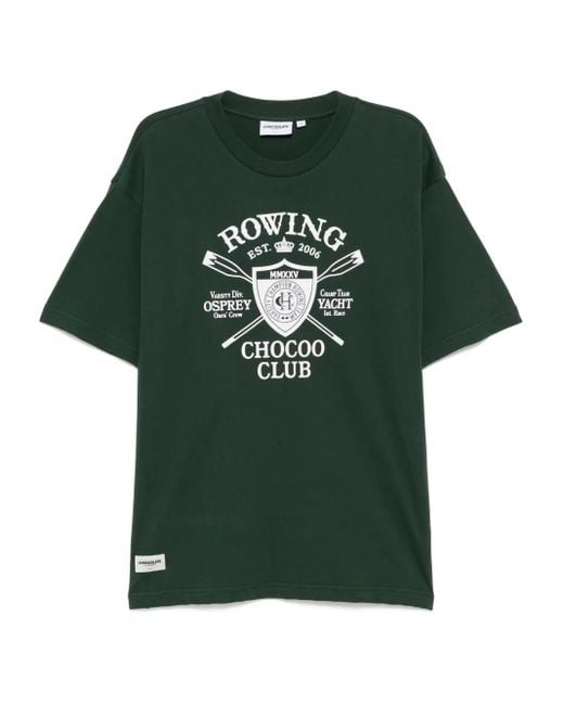 Chocoolate Green Embossed-Printed T-Shirt for men