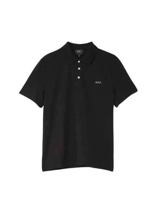 A.P.C. Black Logo-Print Cotton Polo Shirt for men