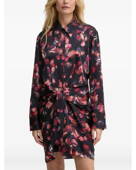 A.L.C. Red Mia Long Sleeve Silk Blend Dress