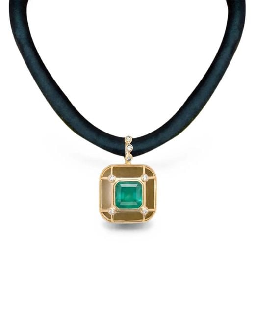 DENISE CASSOU Metallic Embelish Emerald Necklace