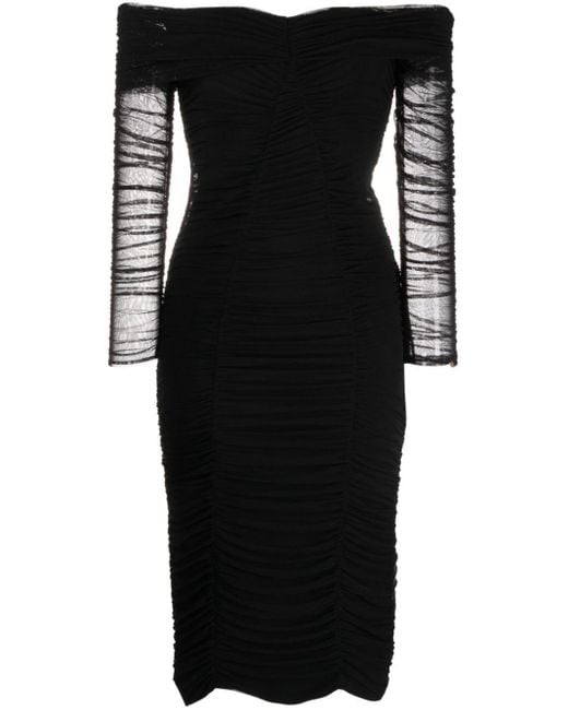 Nissa Black Off-shoulder Midi Dress