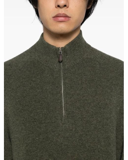 N.Peal Cashmere Green Temple Jacquard Sweater for men
