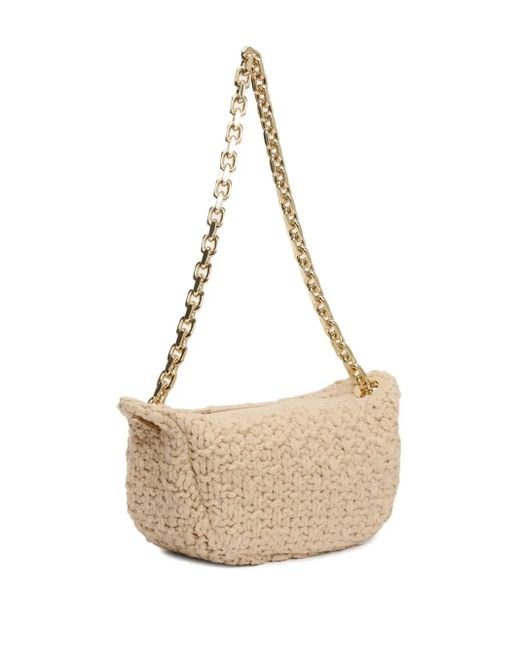Fabiana Filippi Natural Chain-Strap Knitted Shoulder Bag