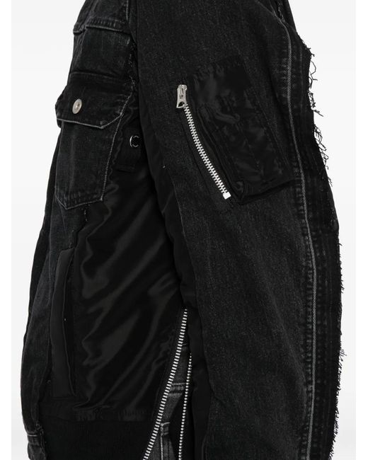 Sacai Black Denim Mixed Media Twill Jacket for men