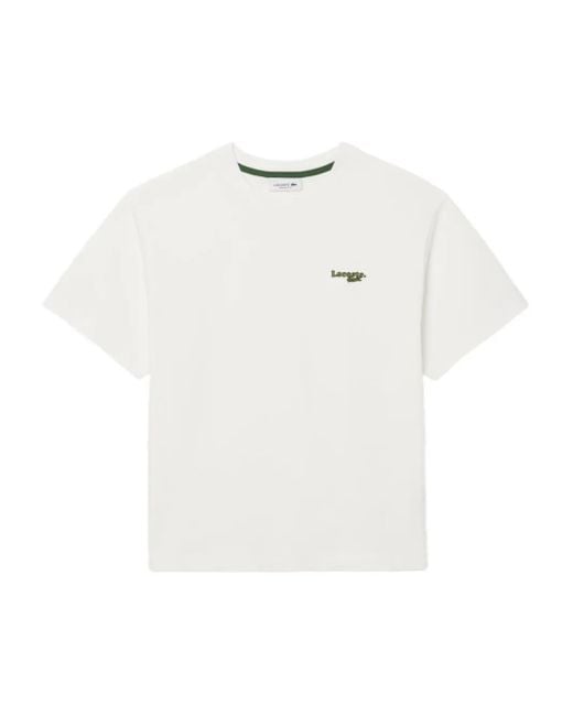 Lacoste White T-Shirt mit Logo-Stickerei