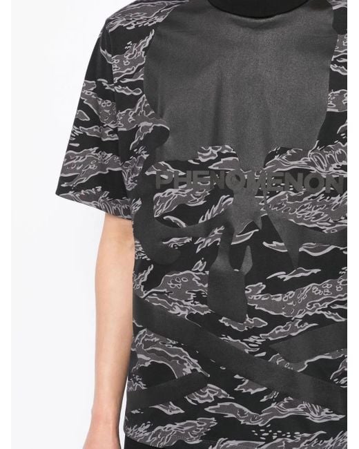 MASTERMIND WORLD Black Camouflage-Print Short-Sleeved T-Shirt for men