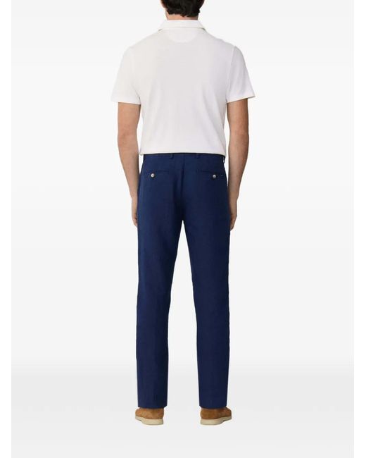 Hackett Blue Kensington Linen Trousers for men