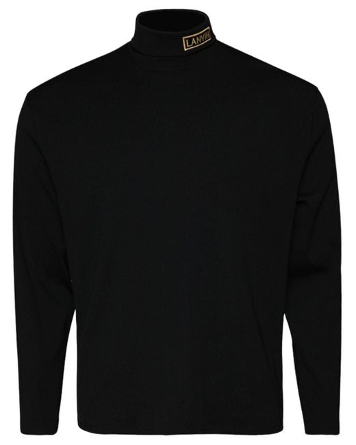 Pull en coton à logo appliqué Lanvin pour homme en coloris Black