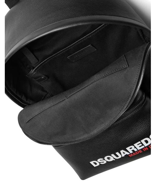 DSquared² Black Backpack Bottalato Stampa Logo for men