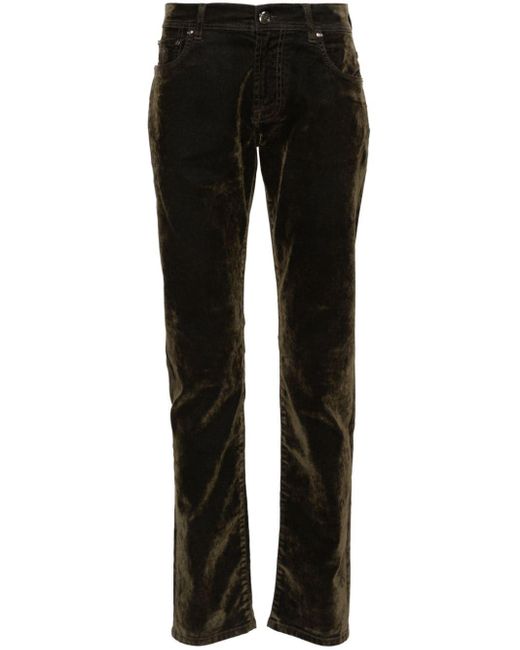 Corneliani Fluwelen Jeans Met Toelopende Pijpen in het Black voor heren