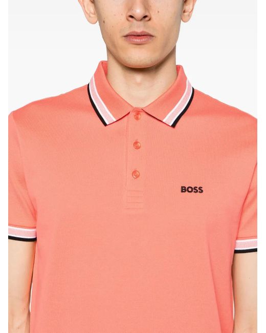 Boss Orange Logo-Embroidered Piqué Polo Shirt for men