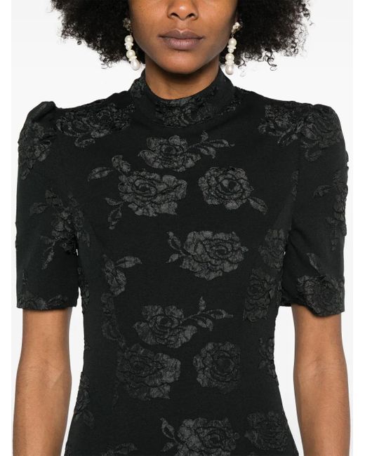 ROTATE BIRGER CHRISTENSEN Black Jacquard Midi Dress