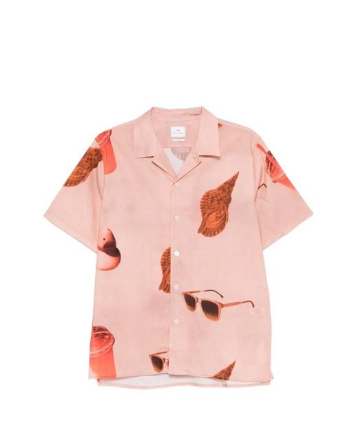 Paul Smith Pink Sunbleached Snaps Cotton Shirt for men