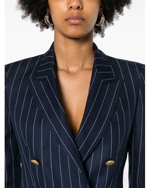 Tagliatore 0205 Blue Pinstriped Double-breasted Suit