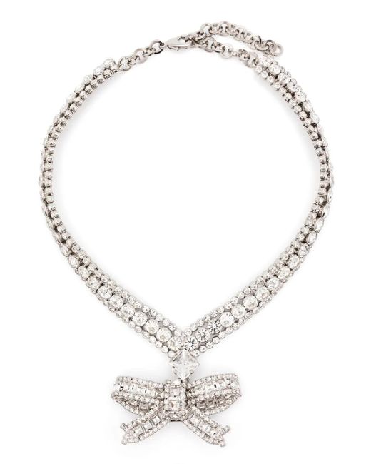 Alessandra Rich Metallic Halskette mit Schleifenanhänger