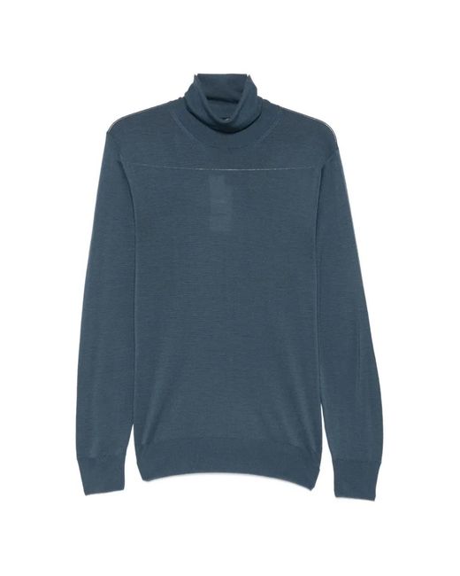 Canali Blue Roll-Neck Long-Sleeve Sweater for men