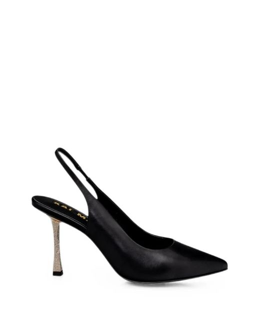 Kat Maconie Black Crystal-Embellished Slingback Pumps