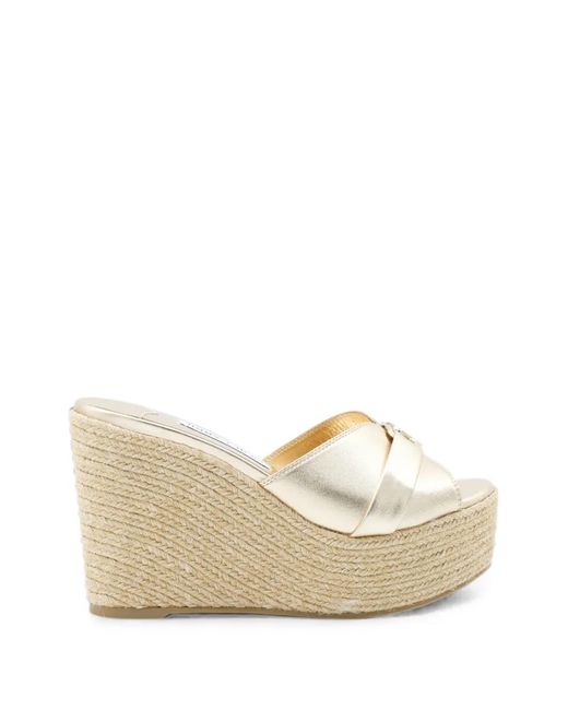 Jimmy Choo Natural Leda Wedge Mules