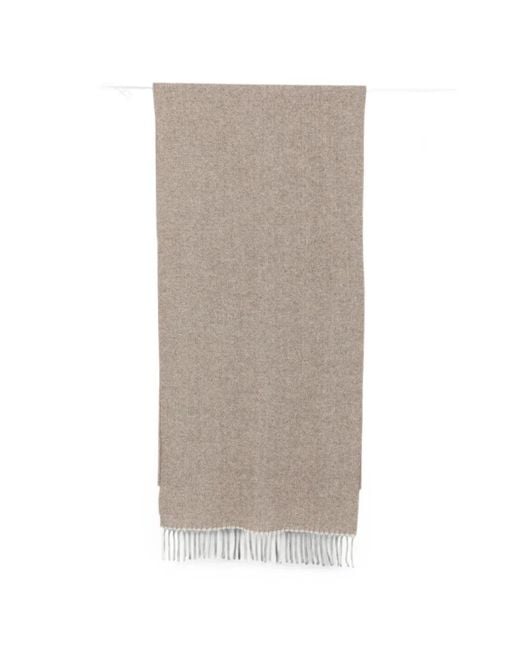 Fileria Natural Herringbone-Pattern Fringed Scarf for men