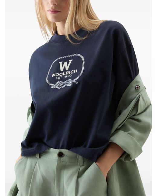 Woolrich Blue T-Shirt mit Logo-Print