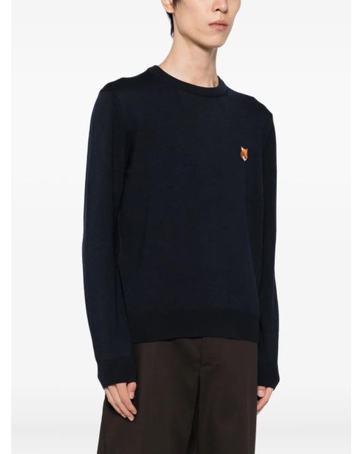 Maison Kitsuné Black Bold Fox Head Patch Sweater for men