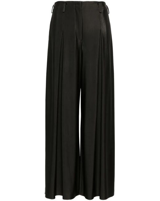 Giorgio Armani Black Pleated Wide Trousers