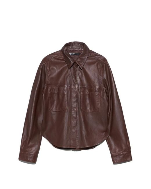 Bimba Y Lola Brown Washed Leather Shirt