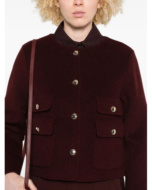 Giacca Crop Con Bottoni E Tasche di Maje in Red